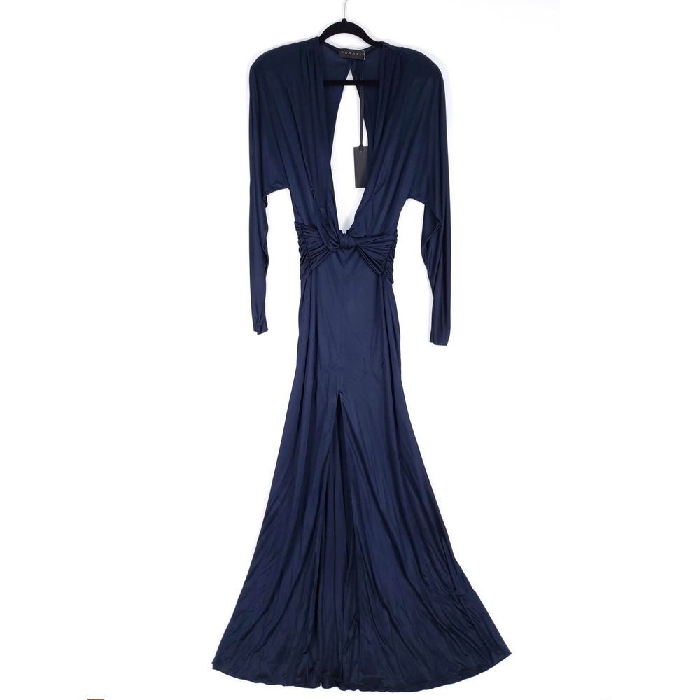 Dundas Twisted Cutout Long Sleeve Front Slit Gown - Picture 5 of 8